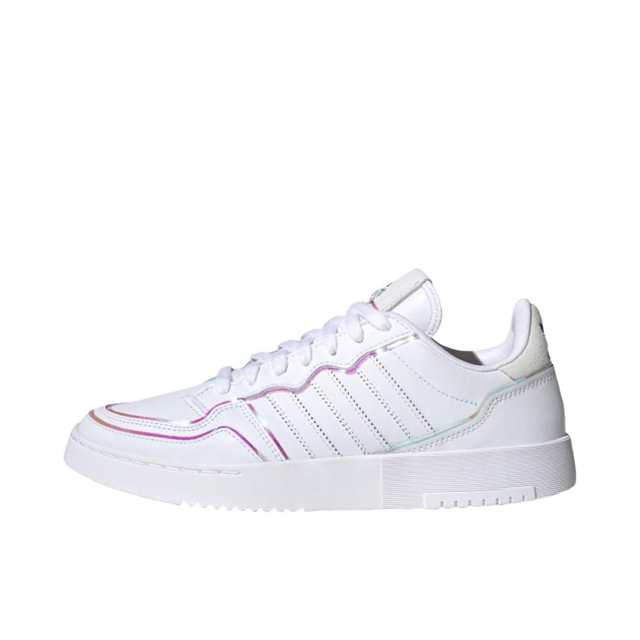 推荐商品：adidas originals Super court 板鞋 防滑耐磨轻便透气减震时尚经典复古 白色/镭射