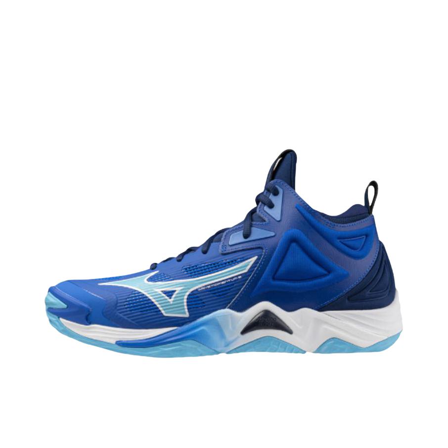 推荐商品：Mizuno/美津浓 Wave Momentum 3 轻便舒适 防滑缓震 排球鞋 中帮/蓝色