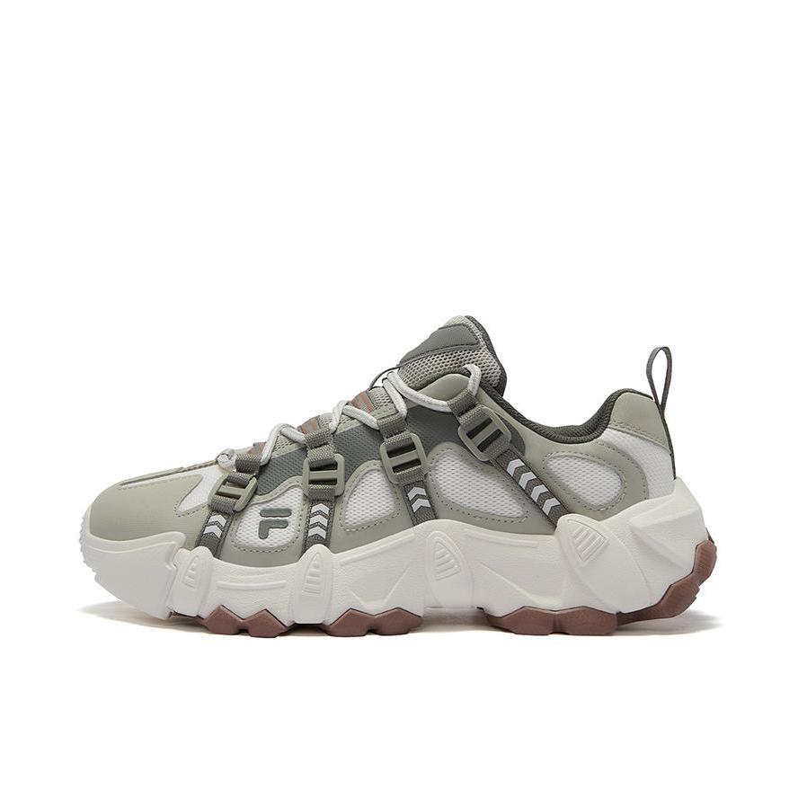 推荐商品：FILA/斐乐 EXOCET 机能 抗冲击 织物 防滑耐磨 舒适 包裹性支撑 合成革 百搭复古 运动休闲鞋 T12W431610F 雪白色/柔柳绸灰