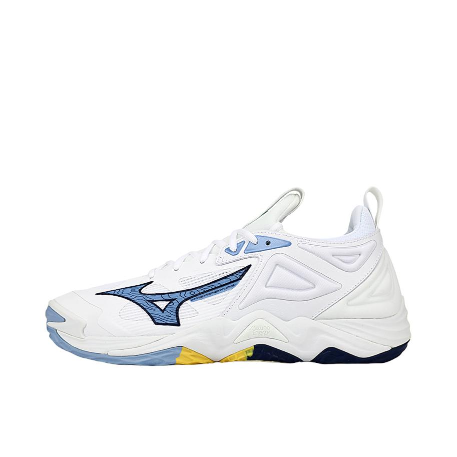 推荐商品：Mizuno/美津浓 Wave Momentum 3 轻便舒适 防滑缓震 排球鞋 白色/蓝色/黄色