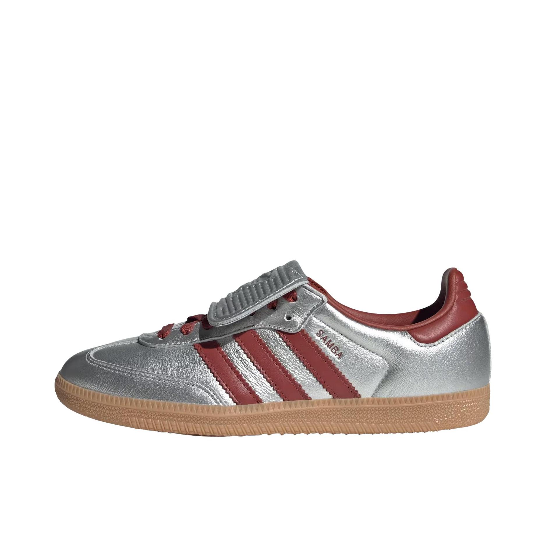 推荐商品：adidas Originals Samba LT T头鞋 德训鞋 板鞋 防滑耐磨薄底透气复古贴合圆头 银色/红色