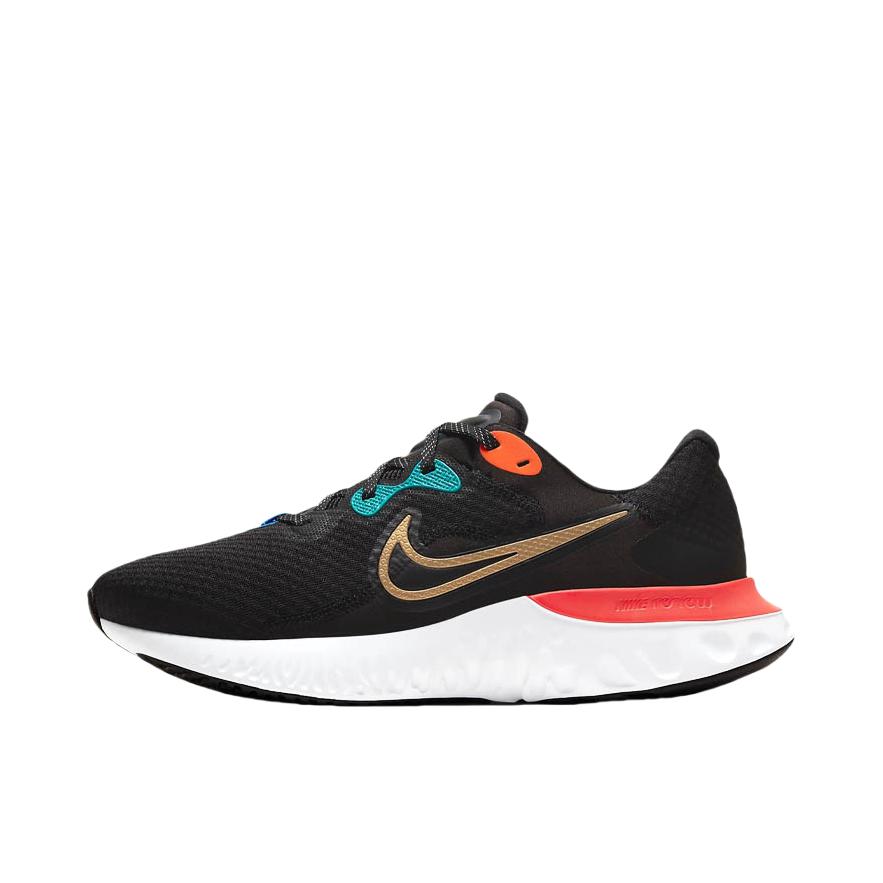 推荐商品：Nike Renew Run 2 跑鞋 网面透气缓震耐磨舒适防滑织物网布合成革百搭 黑色/橙色/蓝色