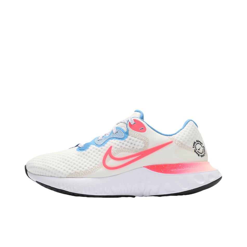推荐商品：Nike Renew Run 2 跑鞋 网面透气缓震耐磨舒适防滑织物网布合成革百搭 粉色/蓝色/白色