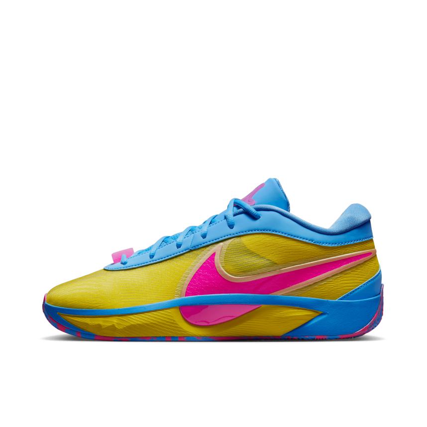 推荐商品：Nike Giannis Freak 6 字母哥6代 篮球鞋 抗扭抓地缓震回弹防滑耐磨舒适百搭时尚训练 黄色/粉色/蓝色