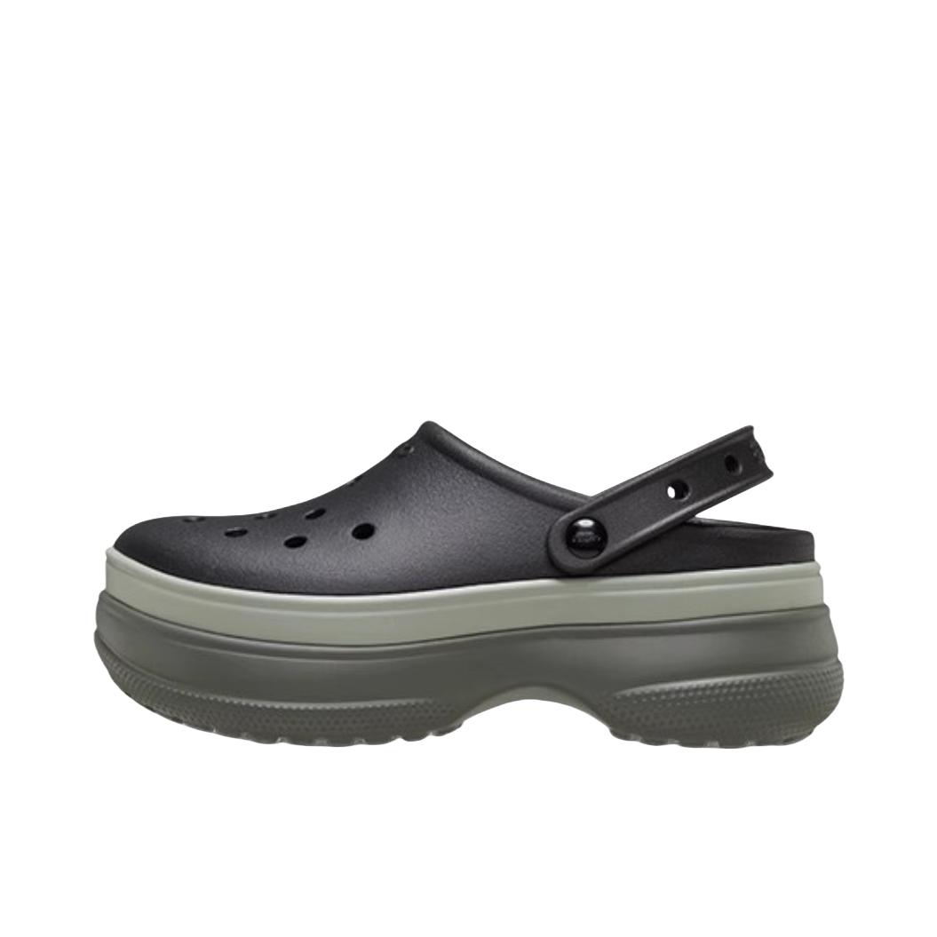 推荐商品：【檀健次同款】Crocs/卡骆驰 Stomp Clog 舒适百搭 轻便耐磨 增高包头 沙滩 圆头 外穿 一脚蹬 涉水 雪屋 套脚 洞洞鞋 拖鞋 黑色/灰色