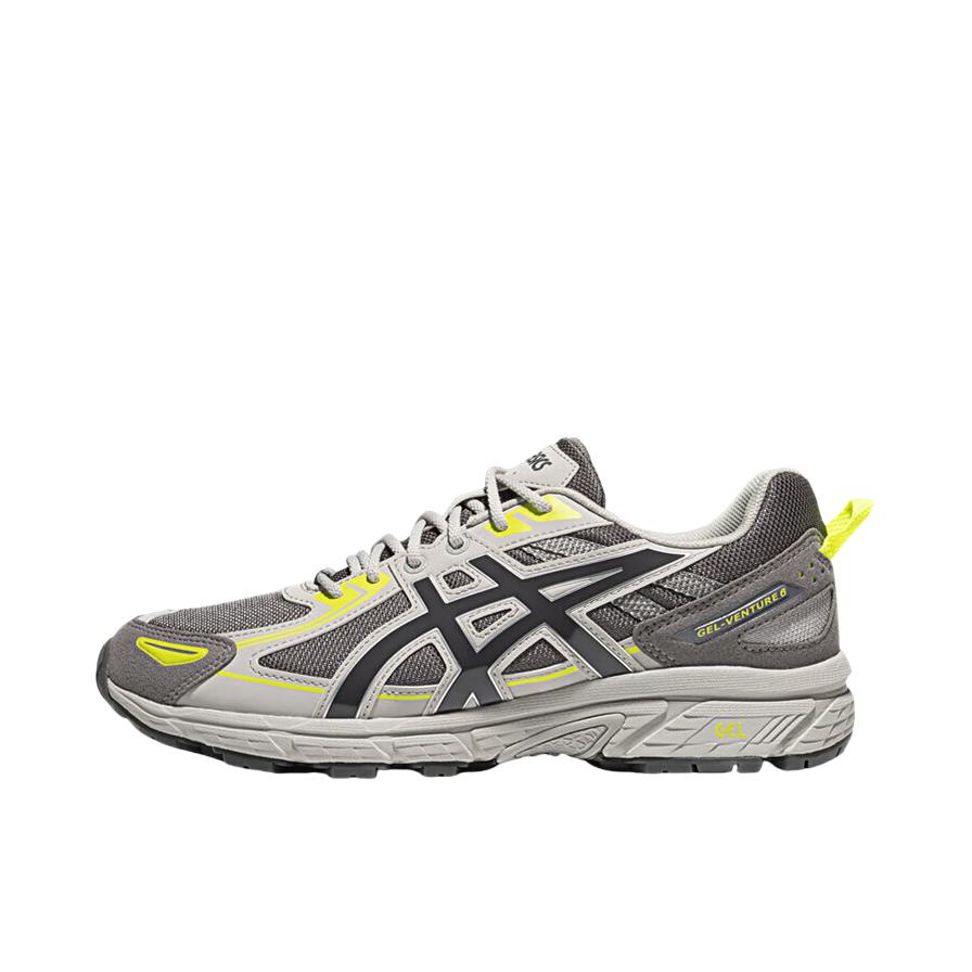 推荐商品：Asics/亚瑟士 Gel-Venture 6 跑鞋 防滑耐磨缓冲抓地减震回弹透气复古越野 炭灰色/黄色