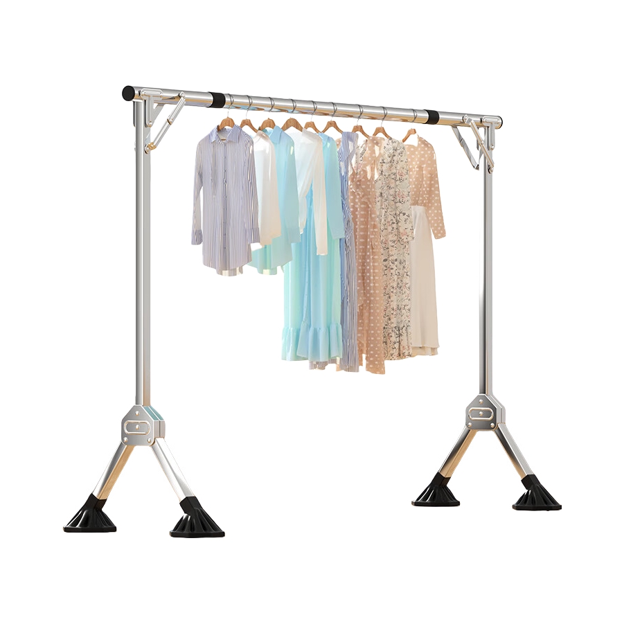 推荐商品：圣诺依琳 不锈钢 简易单杆款 可折叠落地晾衣架