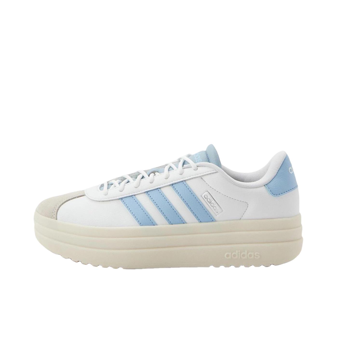 推荐商品：adidas VL Court Bold T头鞋 德训鞋 板鞋 舒适百搭复古防滑耐磨轻便厚底增高贴合圆头 云白色/辉蓝/奇幻蓝