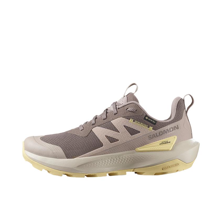 推荐商品：Salomon/萨洛蒙 Elixir ACTIV GTX 户外休闲鞋 织物支撑缓震防水透气防滑耐磨舒适百搭系带长距离徒步 低帮/女款/铁灰色