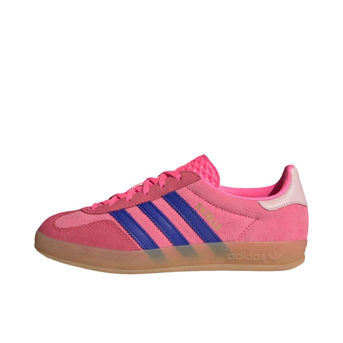 推荐商品：adidas Originals Gazelle Indoor T头鞋 德训鞋 板鞋 舒适缓震防滑耐磨绒面革复古 粉色/蓝色