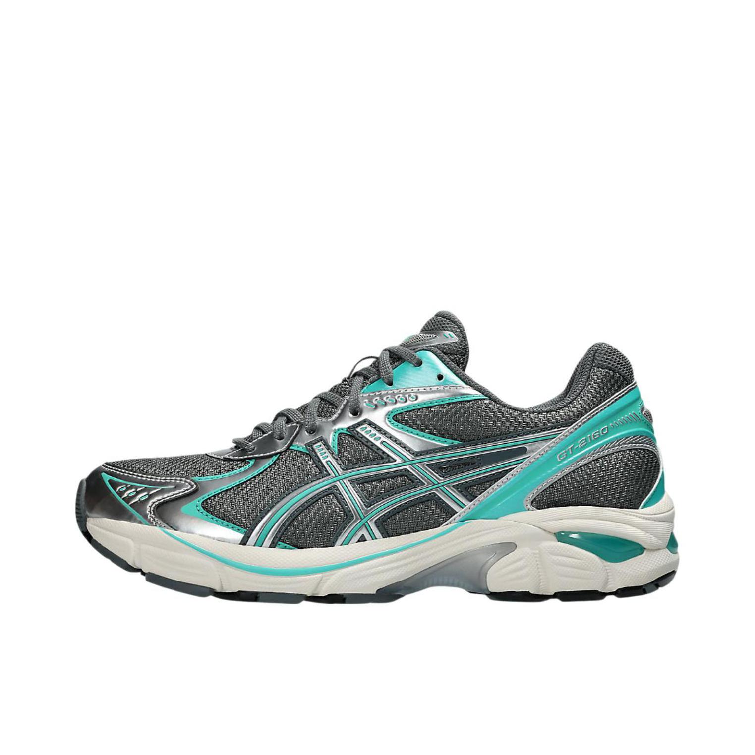 推荐商品：Asics/亚瑟士 GT-2160 跑鞋 拼接舒适缓震网面防滑耐磨复古简约百搭时尚合成革织物耐用短跑圆头支撑 灰色/青色