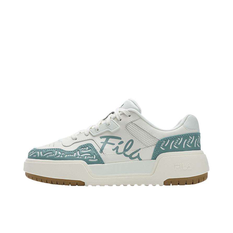 推荐商品：【易烊千玺同款】 FILA/斐乐 CAMPUS 板鞋 复古轻便系带低帮 女款/香草冰白/绿柱石