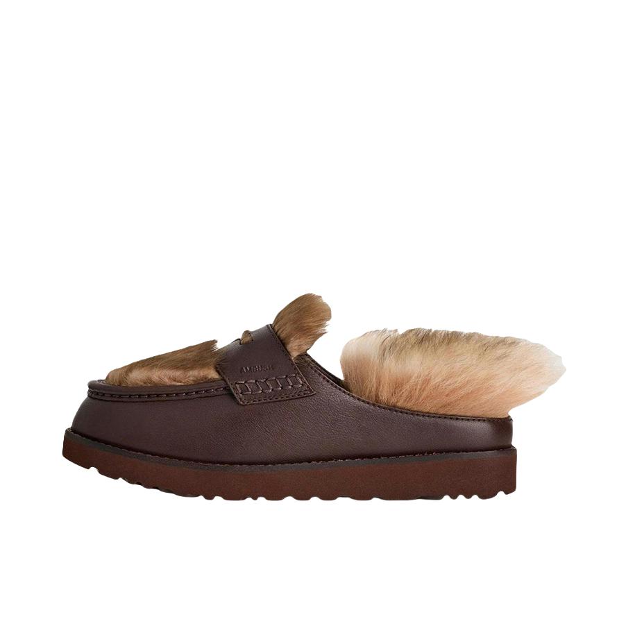 推荐商品：UGG 皮革 厚底 圆头 一脚蹬 单鞋 1172911 AMBUSH联名/女款/酒红色