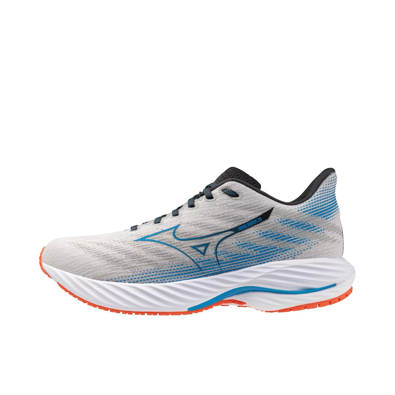 推荐商品：Mizuno/美津浓  Wave Rider  28  防滑 缓震 支撑 回弹  跑鞋 灰色/蓝色