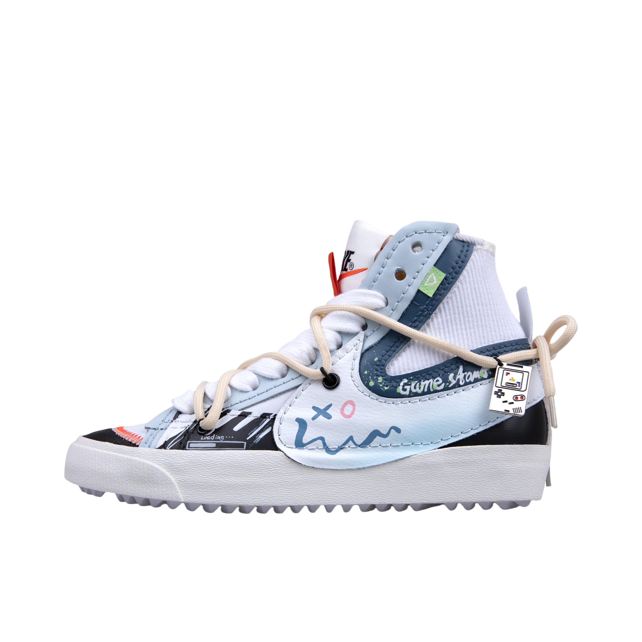 推荐商品：【定制球鞋】Nike Blazer 做旧 防滑耐磨 减震轻便 透气 织物 复古百搭 简约潮流 休闲 板鞋 电玩街区 