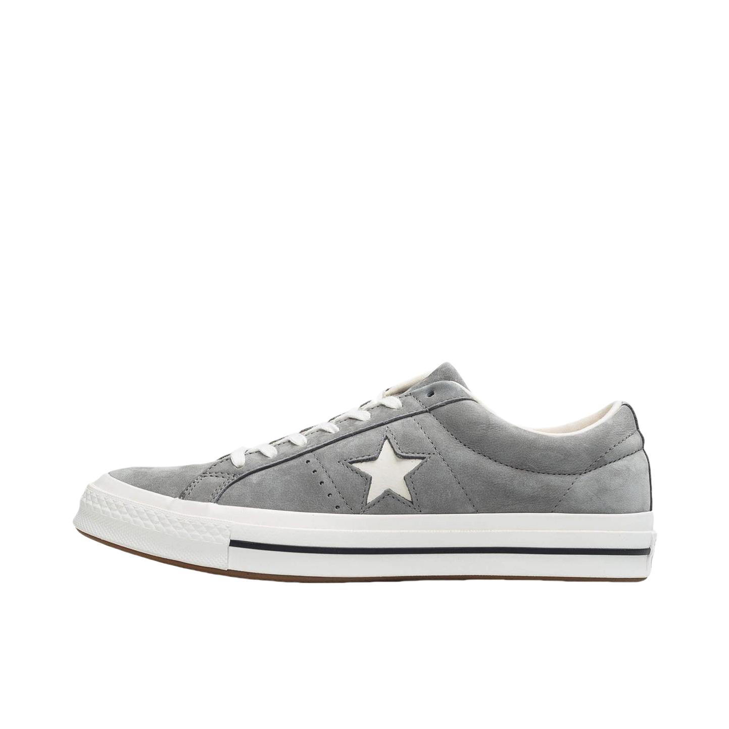 推荐商品：Converse/匡威 One Star 翻毛皮 防滑 复古 星星鞋 板鞋 浅灰色/黑色