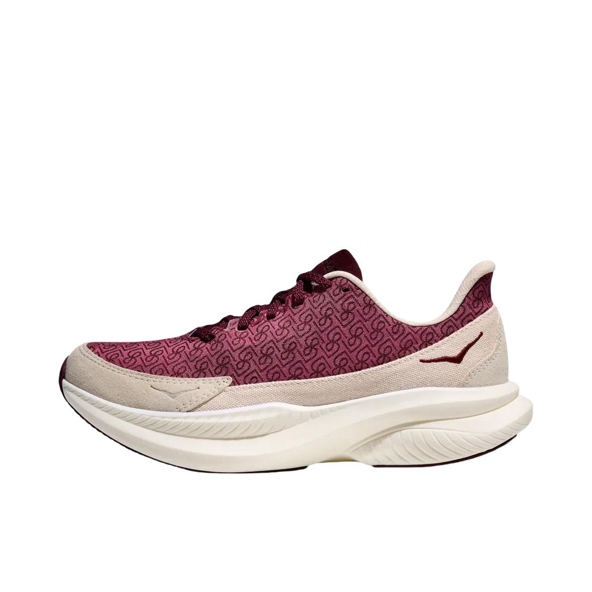 推荐商品：HOKA ONE ONE  MACH 6  舒适百搭 防滑耐磨 透气轻便 织物  跑鞋 REFORMATION联名/女款/米色/红色 