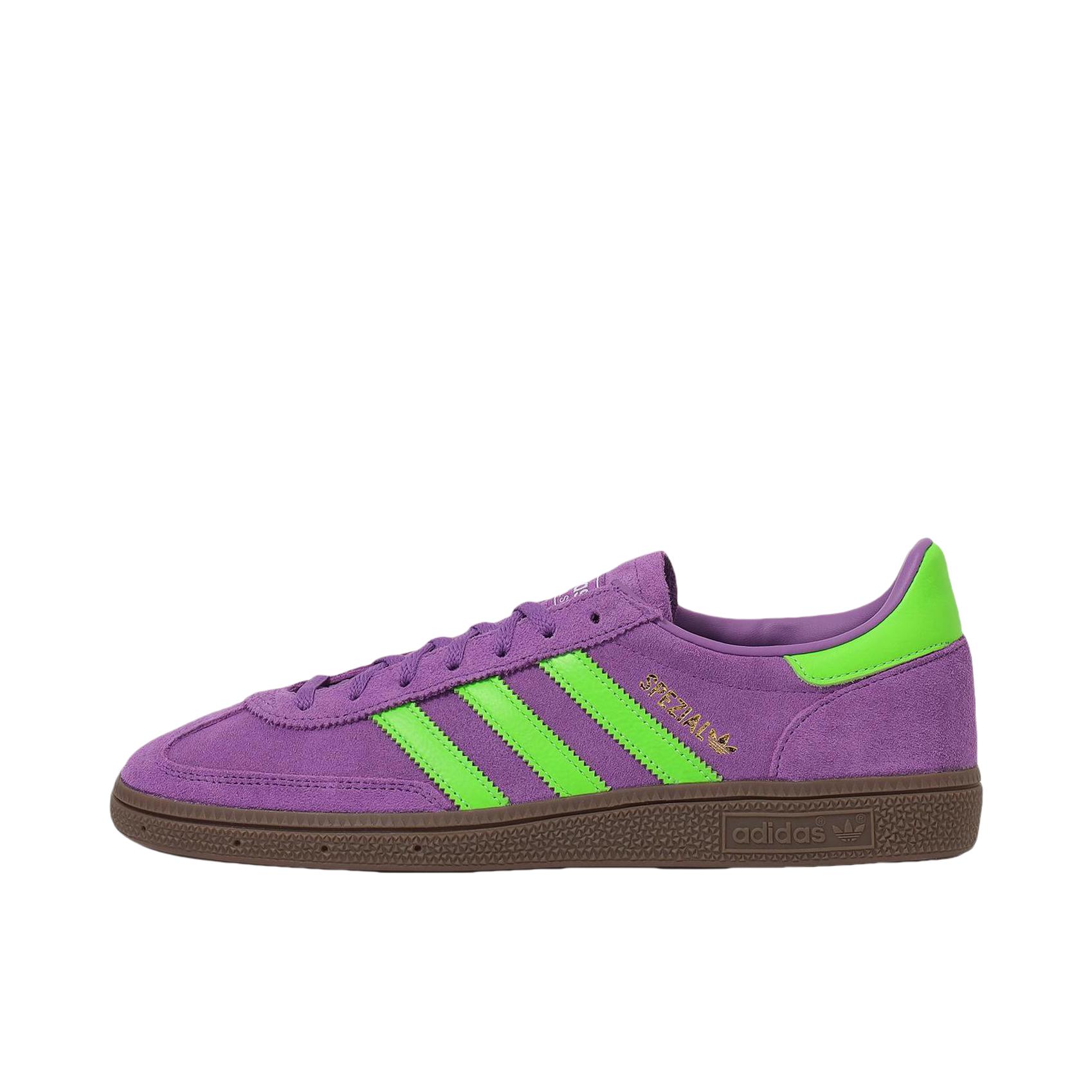 推荐商品：adidas Originals Handball Spezial 薄底鞋 T头鞋 德训鞋 板鞋 简约百搭复古轻便防滑耐磨贴合圆头耐穿 紫色/绿色
