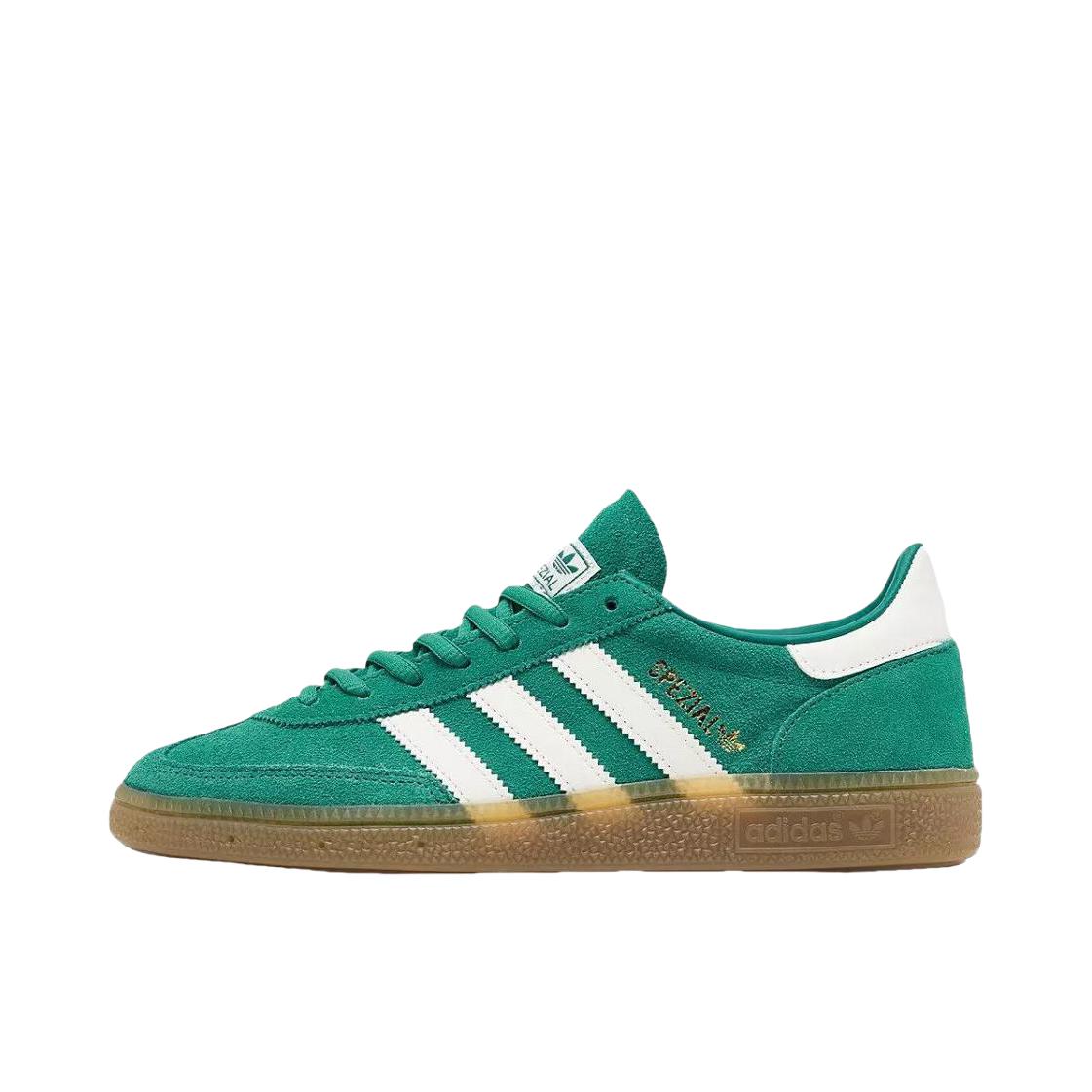 推荐商品：adidas Originals Handball Spezial 薄底鞋 T头鞋 德训鞋 板鞋 简约百搭复古轻便防滑耐磨贴合圆头耐穿 女款/绿色/白色