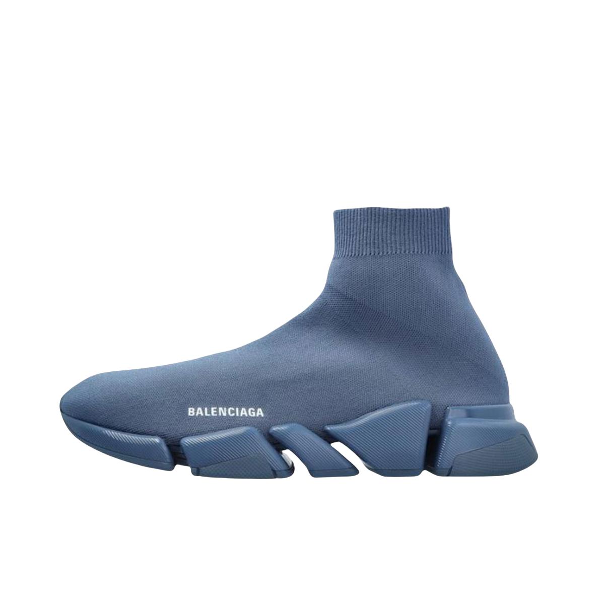 推荐商品：Balenciaga Speed 2.0 运动休闲鞋 系带圆头时尚套穿舒适耐磨轻便织物厚底 浅蓝色 