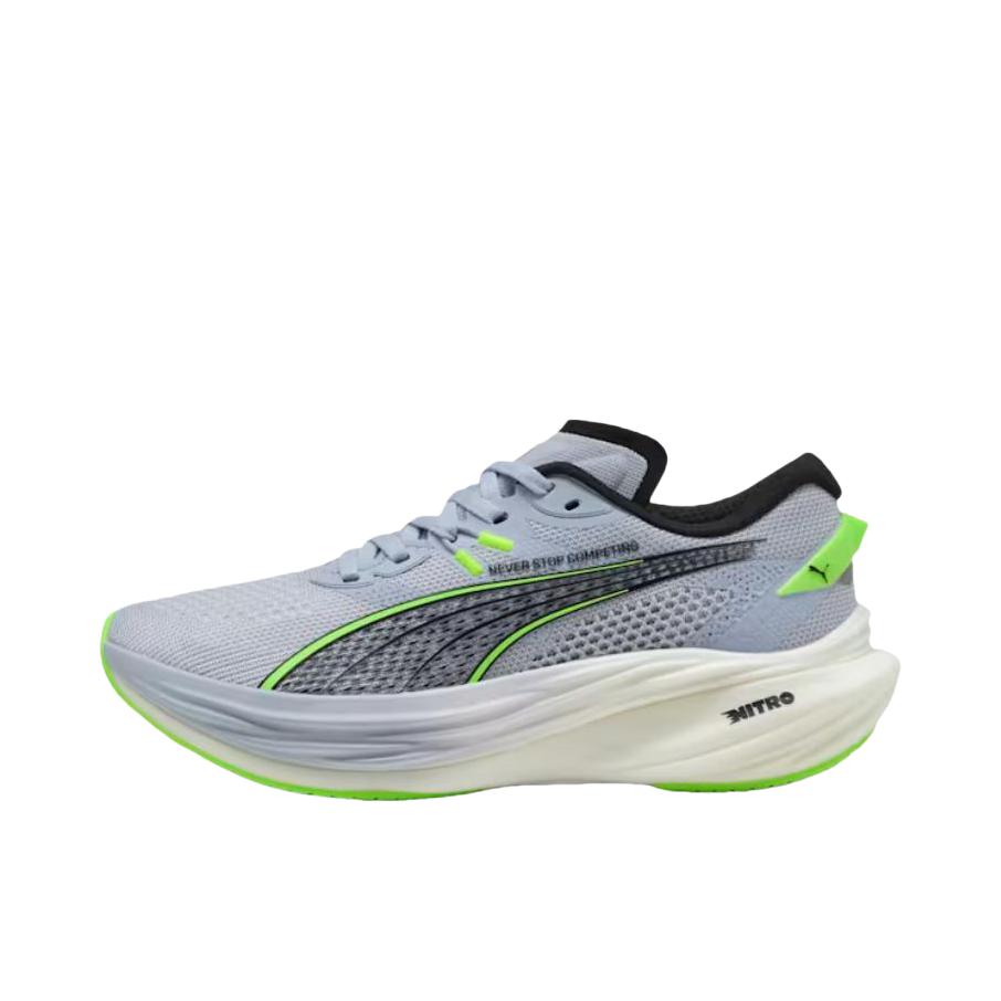 推荐商品：Puma/彪马 Deviate Nitro 3 透气缓震 舒适百搭 碳板 氮气科技 长跑 跑鞋 HYROX联名/灰色/绿色