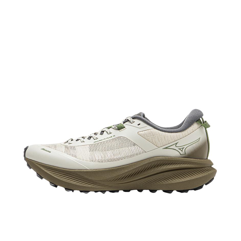 推荐商品：Mizuno/美津浓 PI PLUS TL 厚底 透气 缓震 越野跑鞋 浅灰色/布林棕/绿色