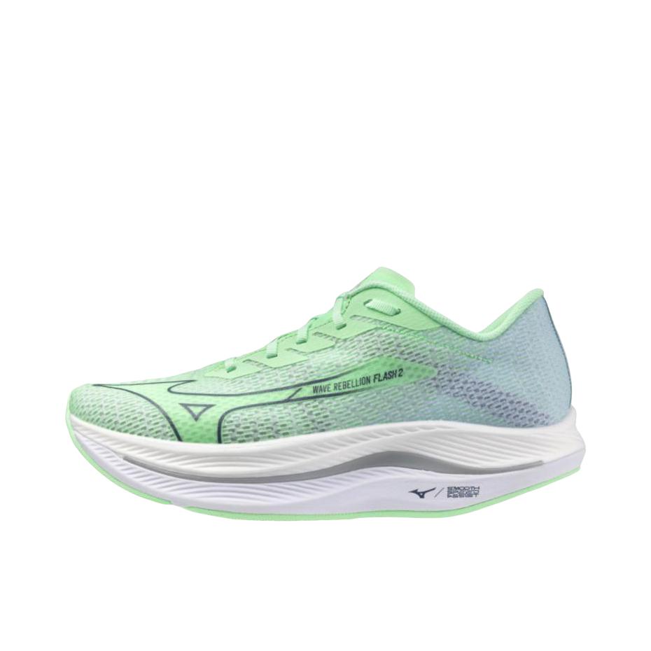 推荐商品：Mizuno/美津浓 Wave Rebellion Flash 2 缓震 防滑耐磨 舒适透气 复古百搭 时尚潮流 跑鞋 绿色 