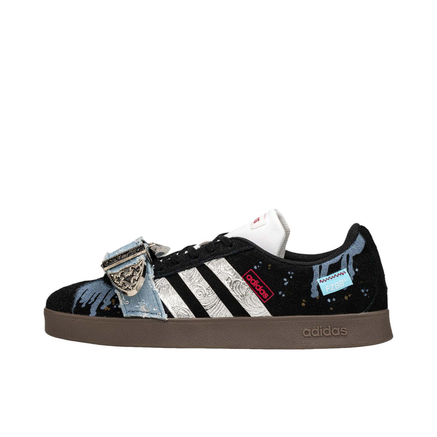 推荐商品：定制款 adidas neo Vl Court 板鞋 减震抗冲击性防水合成革甜酷美式包裹性 蓝色/黑色  