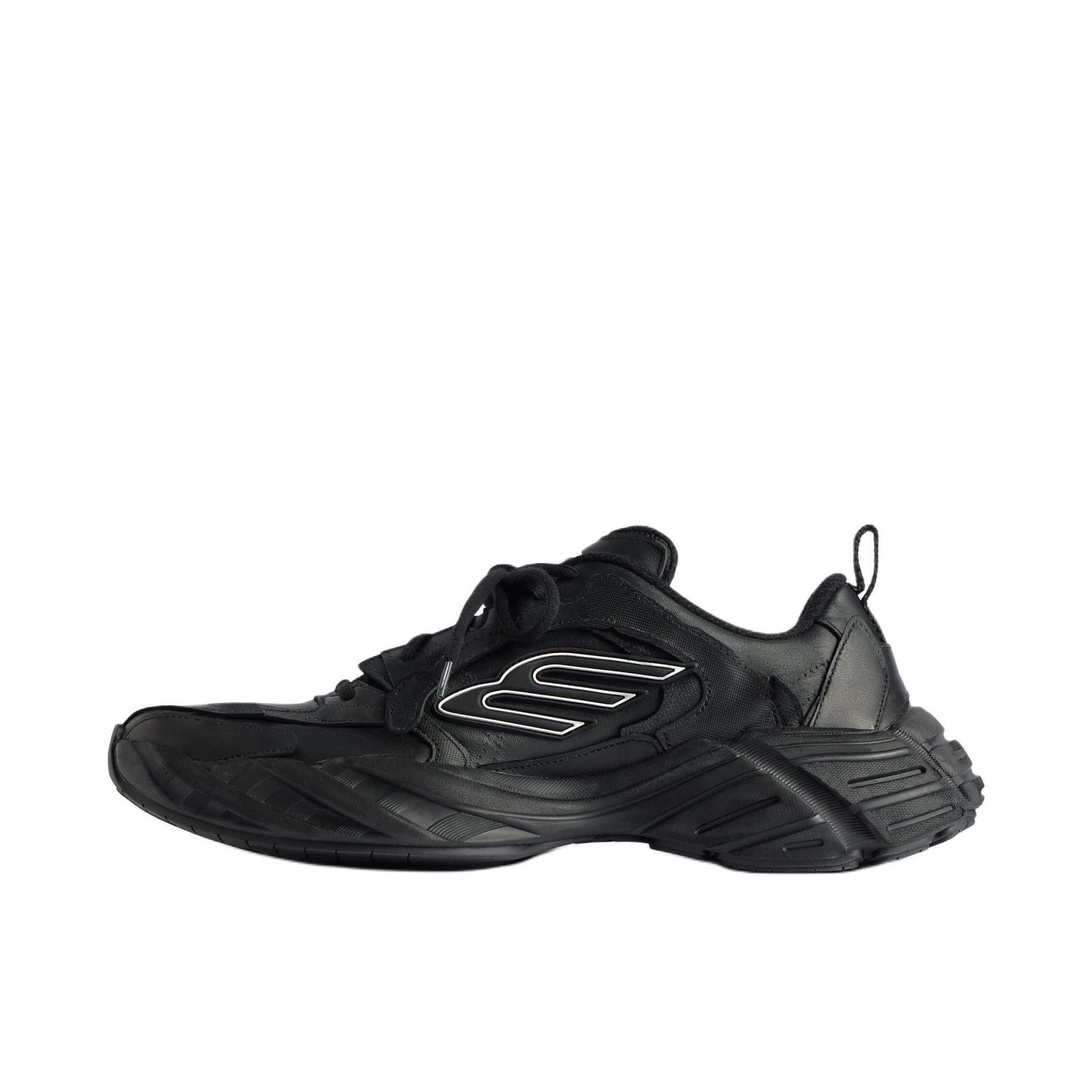 推荐商品：Balenciaga/巴黎世家 MONDAY 运动休闲鞋 系带尖头圆头厚底 女款/深黑色  