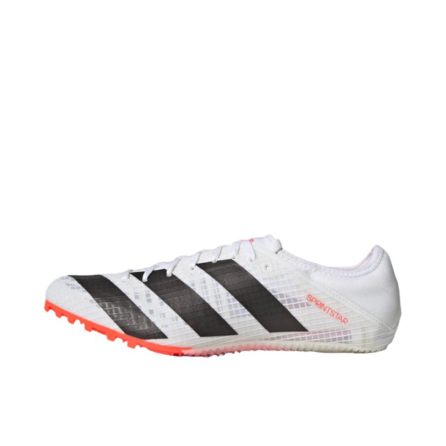 推荐商品：adidas Sprintstar 半掌蝉翼 跑鞋 田径比赛稳定织物轻盈 白色/黑色/太阳红