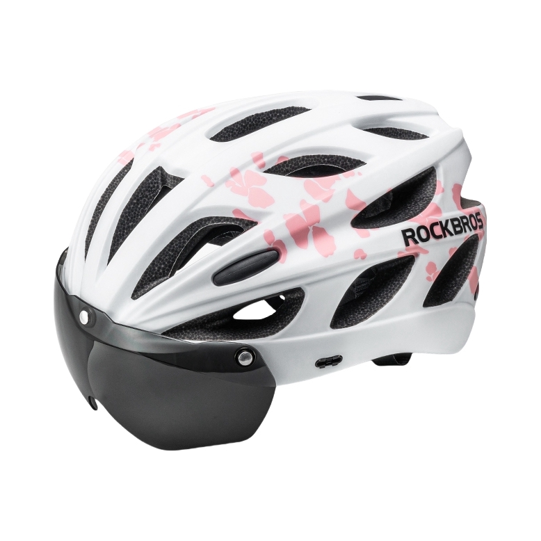 推荐商品：ROCKBROS/洛克兄弟 TT-16 防风沙 一体成型 带风镜 气动 半盔 自行车头盔