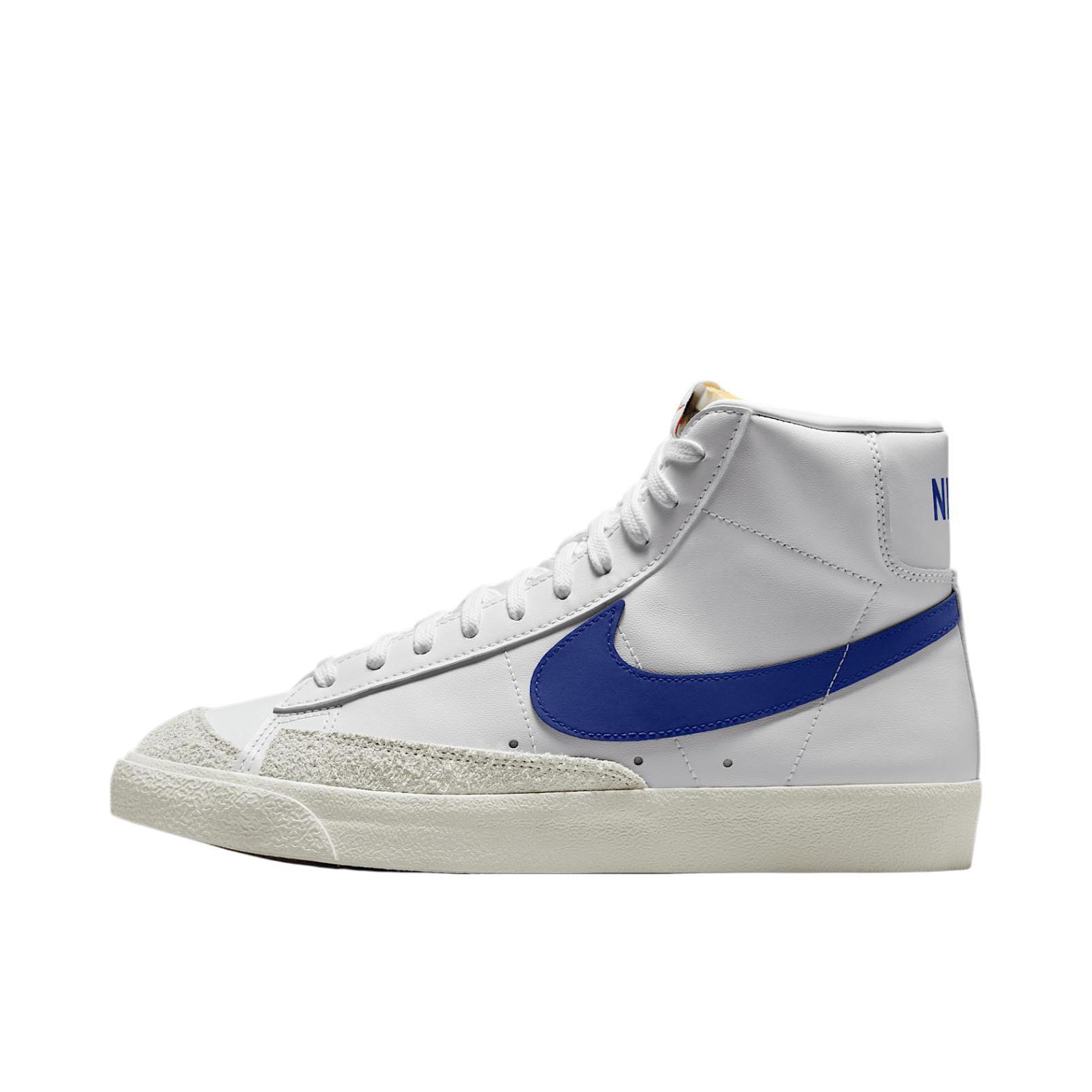 推荐商品：Nike Blazer 板鞋 经典复古防滑舒适百搭 白色/山顶白/帆色/深宝蓝色  