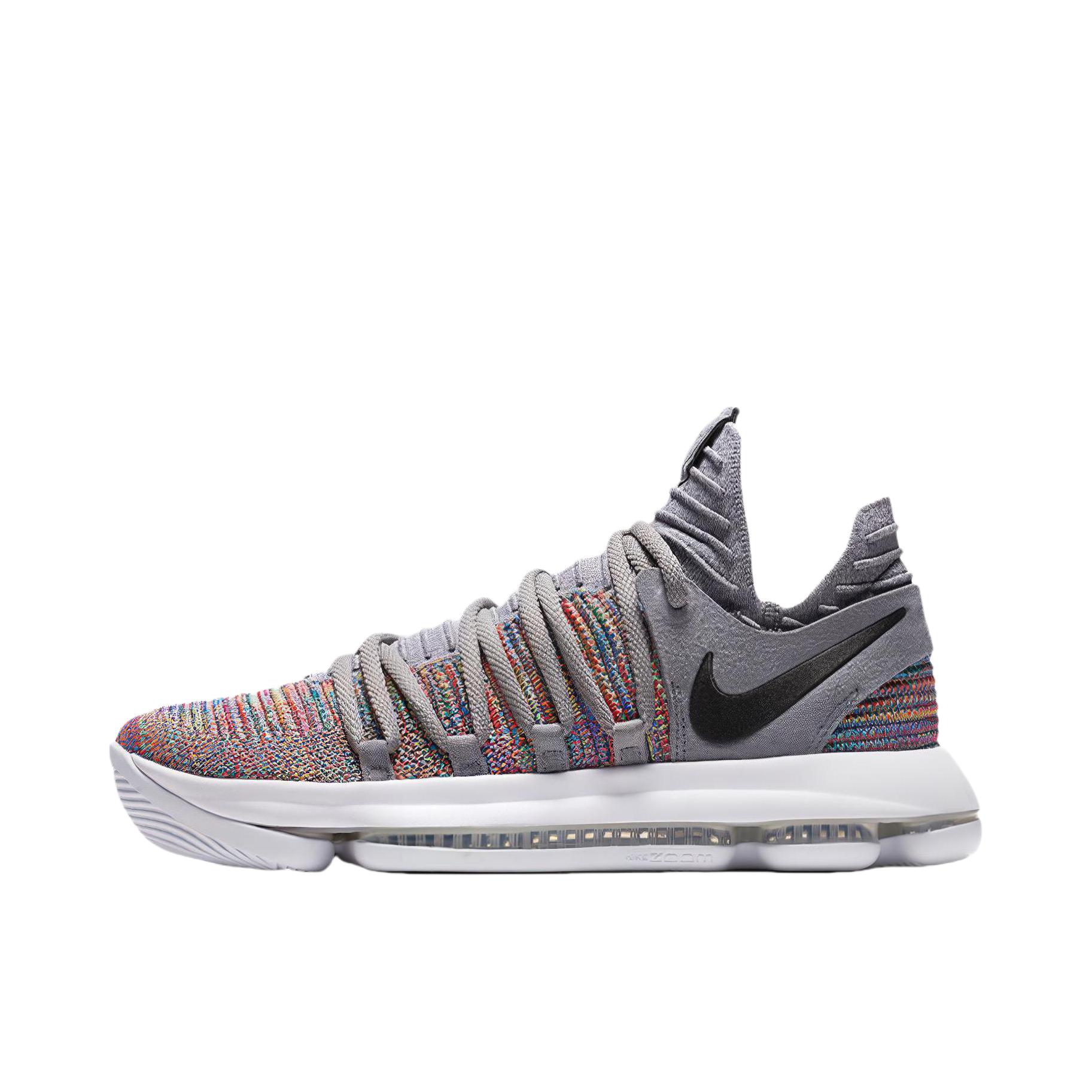 推荐商品：Nike KD 10 舒适缓震 防滑耐磨 轻便透气 实战 圆头 百搭 系带 篮球鞋 Multi-Color 灰彩