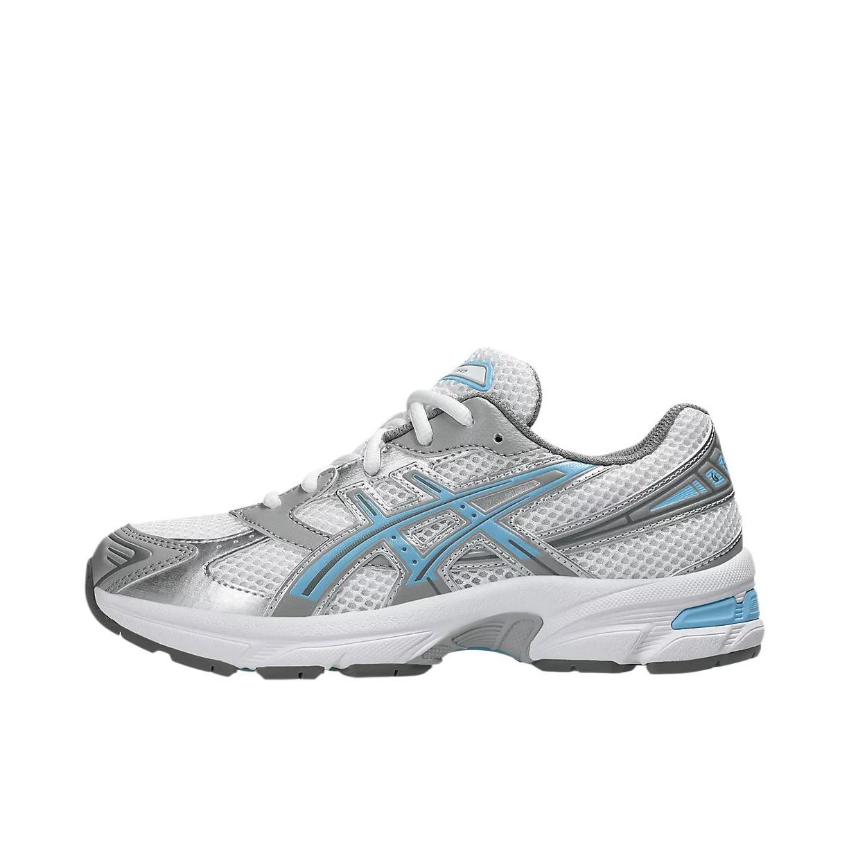 推荐商品：Asics/亚瑟士 Gel-1130 跑鞋 防滑耐磨缓震抓地织物网布透气复古马拉松短跑贴合圆头千禧风 大童/白色/浅蓝色