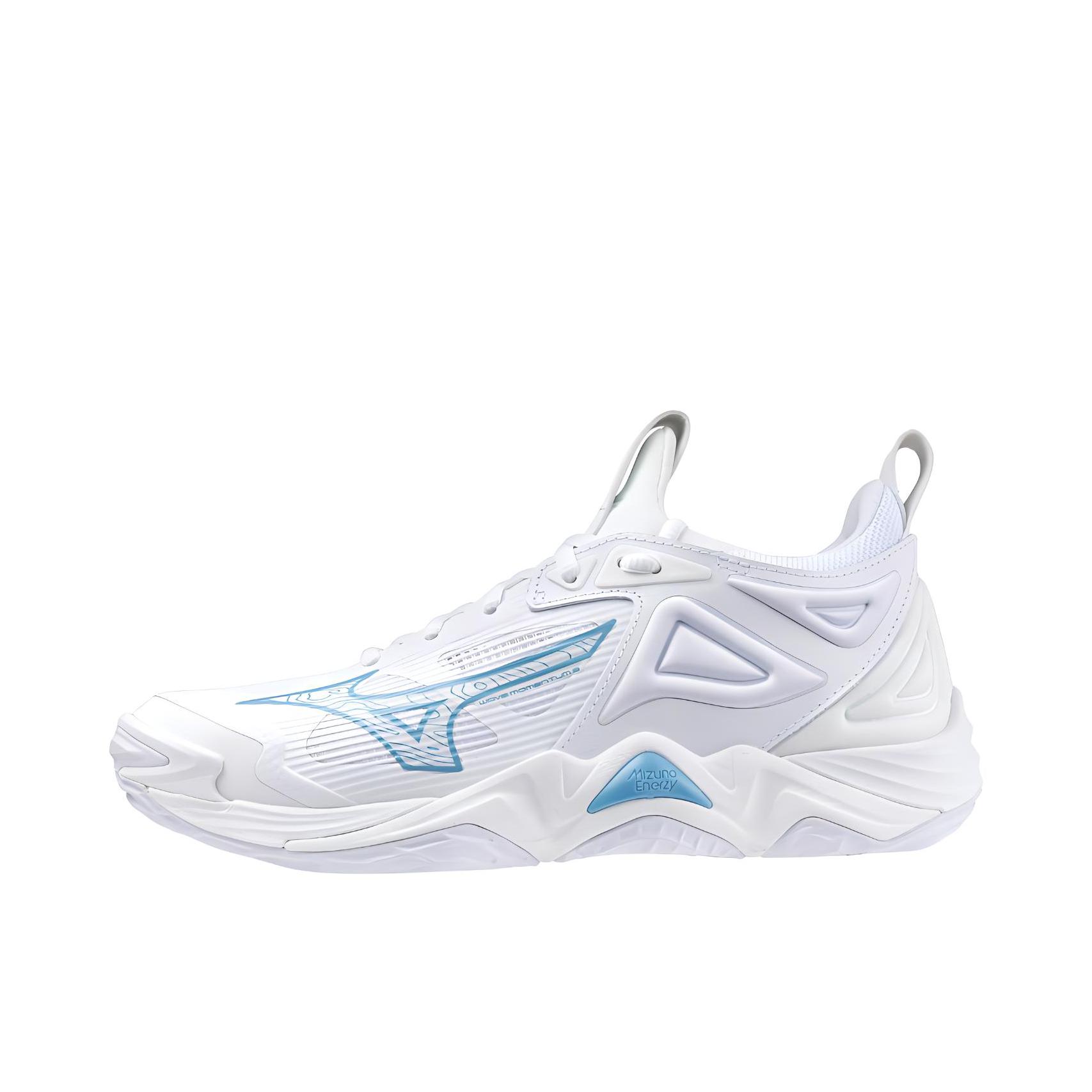推荐商品：Mizuno/美津浓 Wave Momentum 3 轻便舒适 防滑缓震 排球鞋 白色/浅蓝色