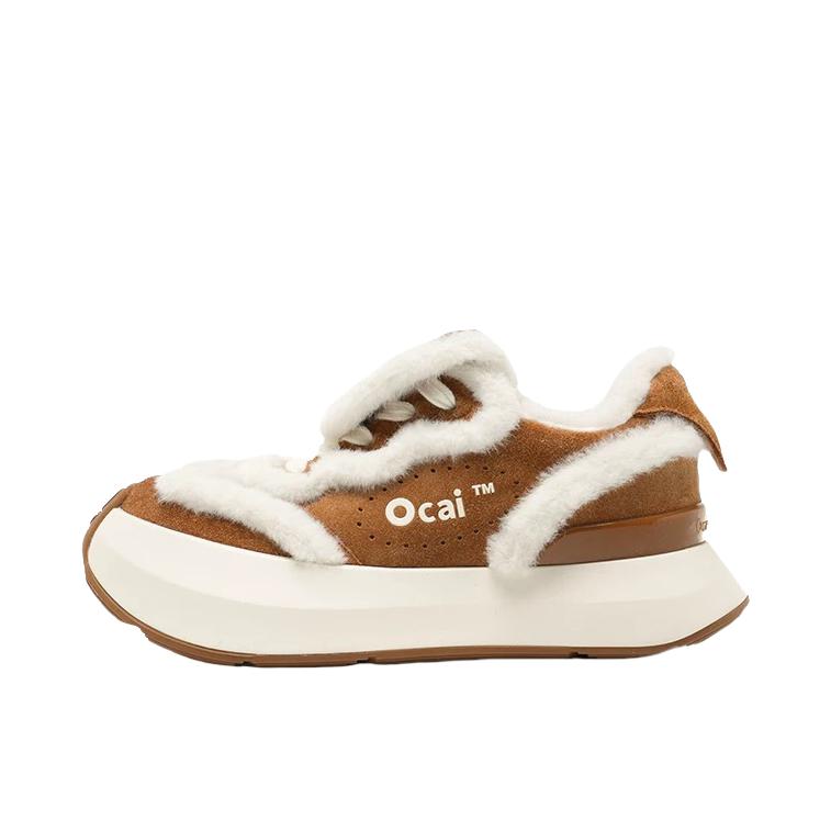 推荐商品：Ocai Cloud Runner 运动休闲鞋 面包鞋 云朵鞋 圆头系带厚底增高复古防滑 女款/姜饼棕