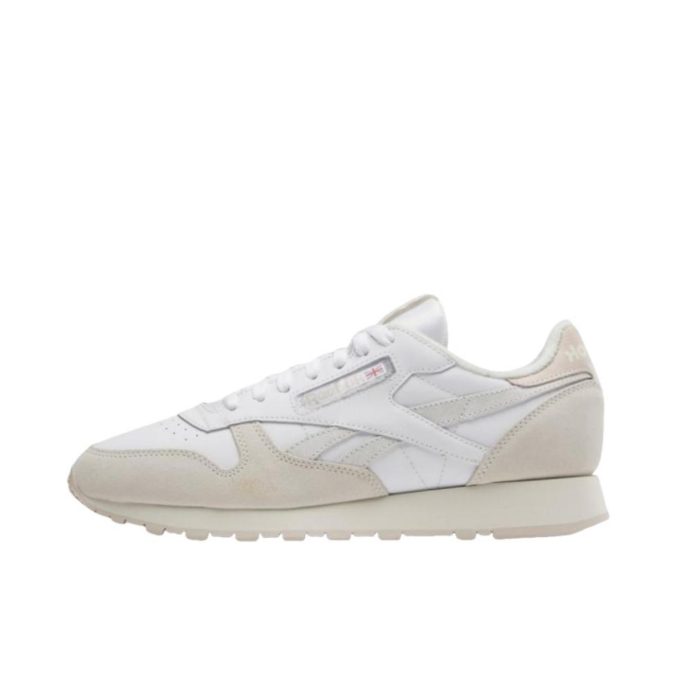 推荐商品：Reebok/锐步 Classic Leather 跑鞋 休闲复古减震回弹防滑耐磨低帮合成革织物轻便 女款/灰色/白色