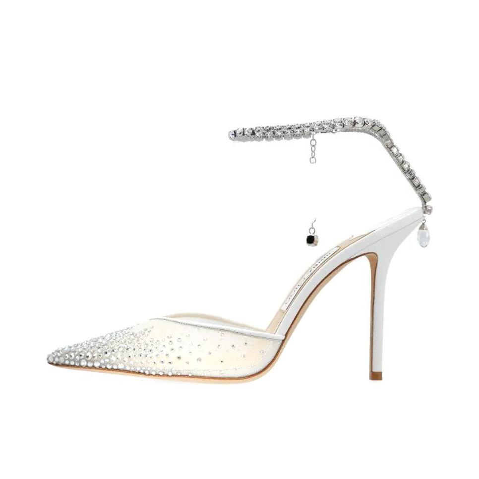 推荐商品：Jimmy Choo 尖头 皮革 搭扣 百搭 高跟鞋 SAEDA100BGM 白色