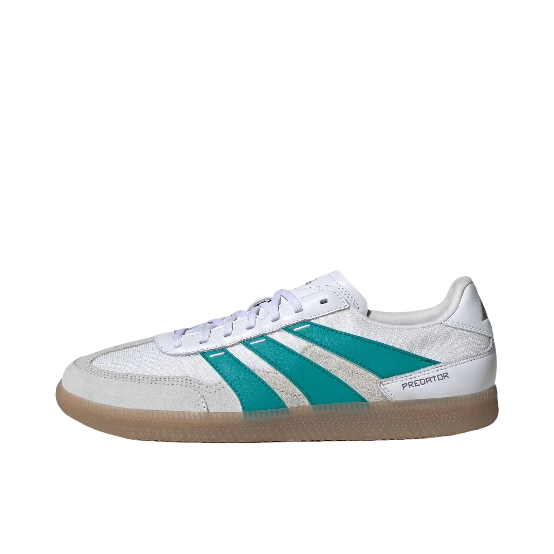 推荐商品：adidas Predator 24 League Freestyle IN 中端 平底 平地及场下 防滑耐磨 足球鞋 白色/绿色 