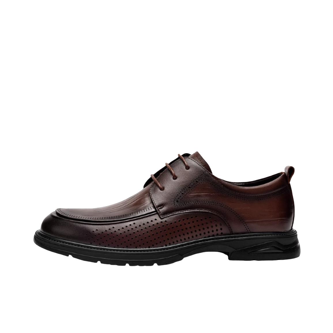 推荐商品：海澜之家 冬季 真皮 商务 正装 皮鞋 HAAPXM2DAO115 透孔款/棕色