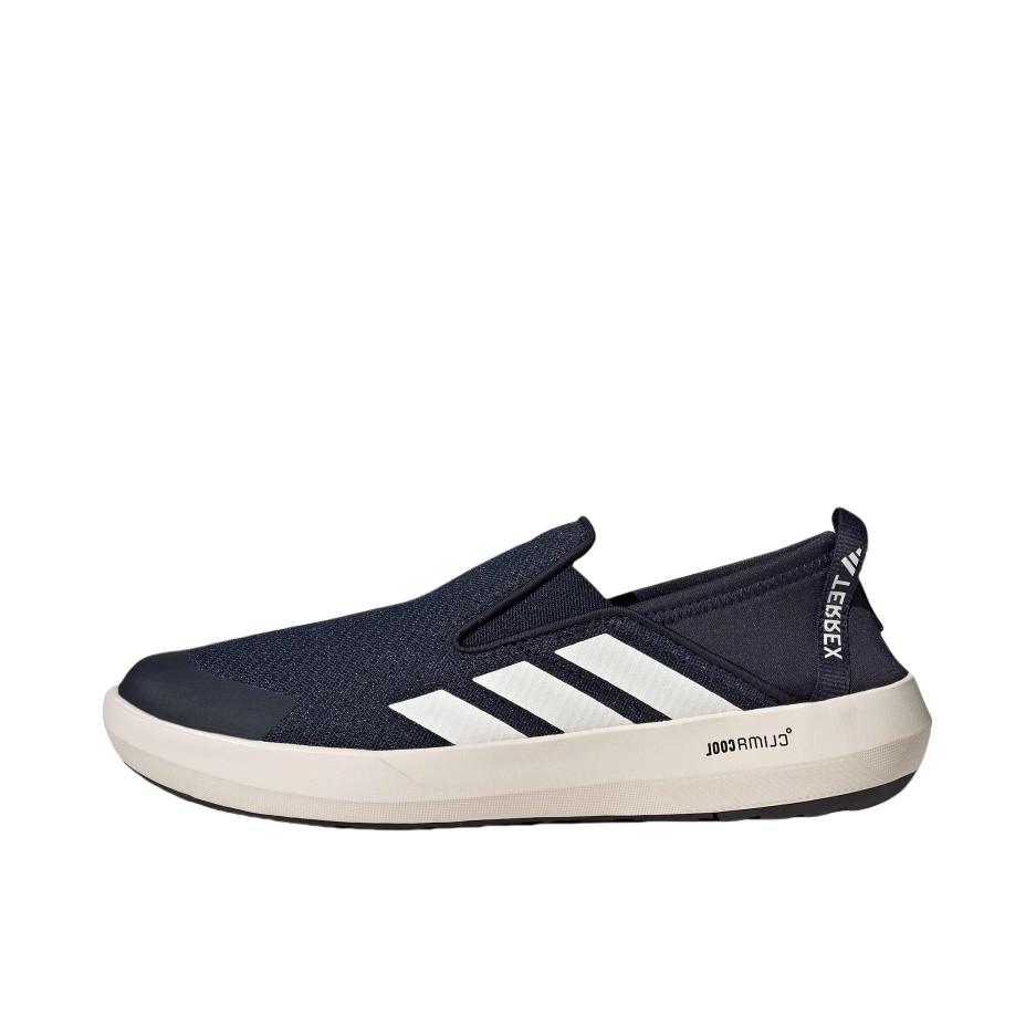 推荐商品：adidas Terrex Boat 运动休闲鞋 防滑耐磨轻便透气低帮圆头舒适百搭一脚蹬流光风 传奇墨水蓝/白色/半冲击橙
