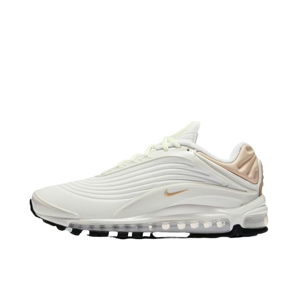 推荐商品：Nike Air Max Deluxe 防滑耐磨 缓震轻便 舒适透气 回弹 潮流 织物 气垫 运动休闲鞋 Sail/Desert Ore 青色/黑色/粉白