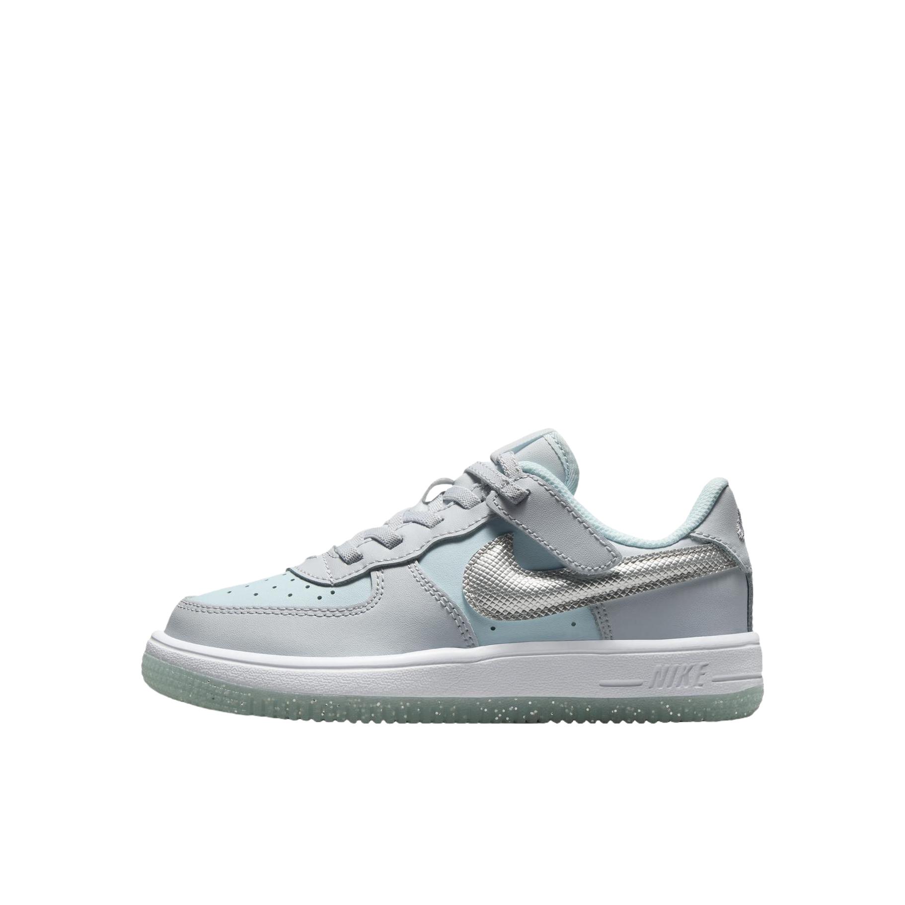 推荐商品：Nike Air Force 1 板鞋儿童 透气舒适防滑耐磨轻便休闲 小童/灰色/蓝色/白色