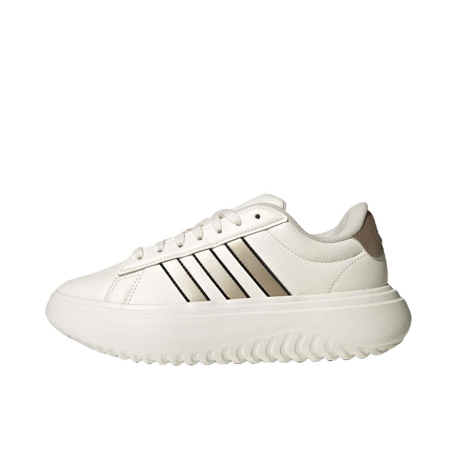 推荐商品：adidas GRAND COURT PLATFORM 板鞋 防滑耐磨舒适缓震厚底增高轻便 女款/白色/棕金属/黑色
