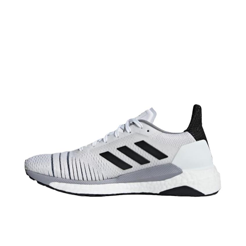 推荐商品：adidas Solar Glide ST 缓震耐磨 轻便透气 马拉松 织物 跑鞋 Footwear Whtie/Core Black 白黑