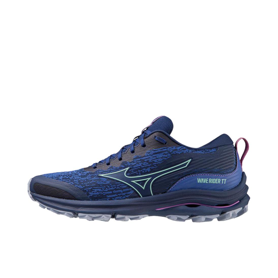 推荐商品：MIZUNO WAVE RIDER TT 休闲耐磨 防滑 减震 跑鞋 女款/蓝色/黑色