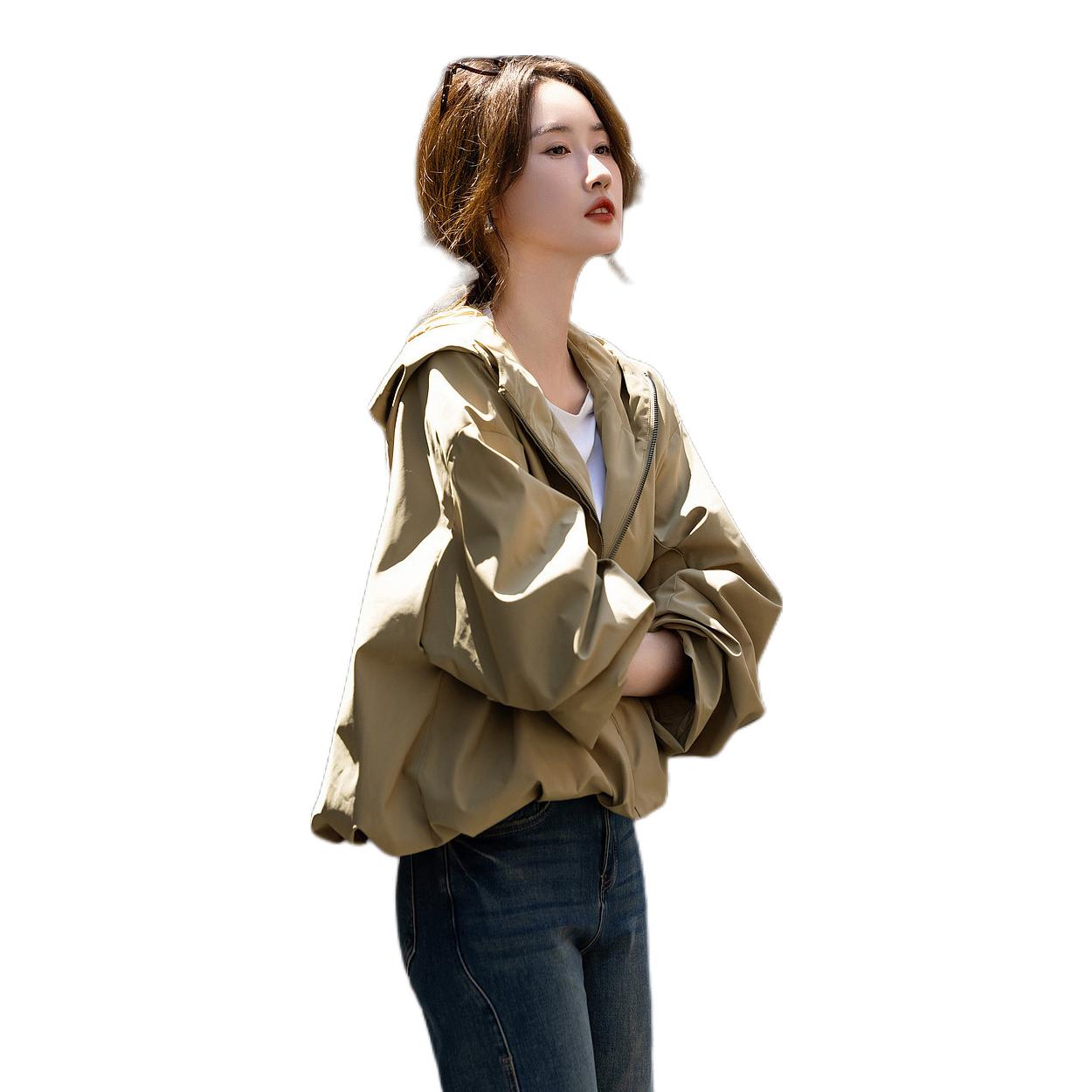 推荐商品：德玛纳 敢野行动黑科技三防连帽抽褶短款夹克 女装 G539320482101 卡其