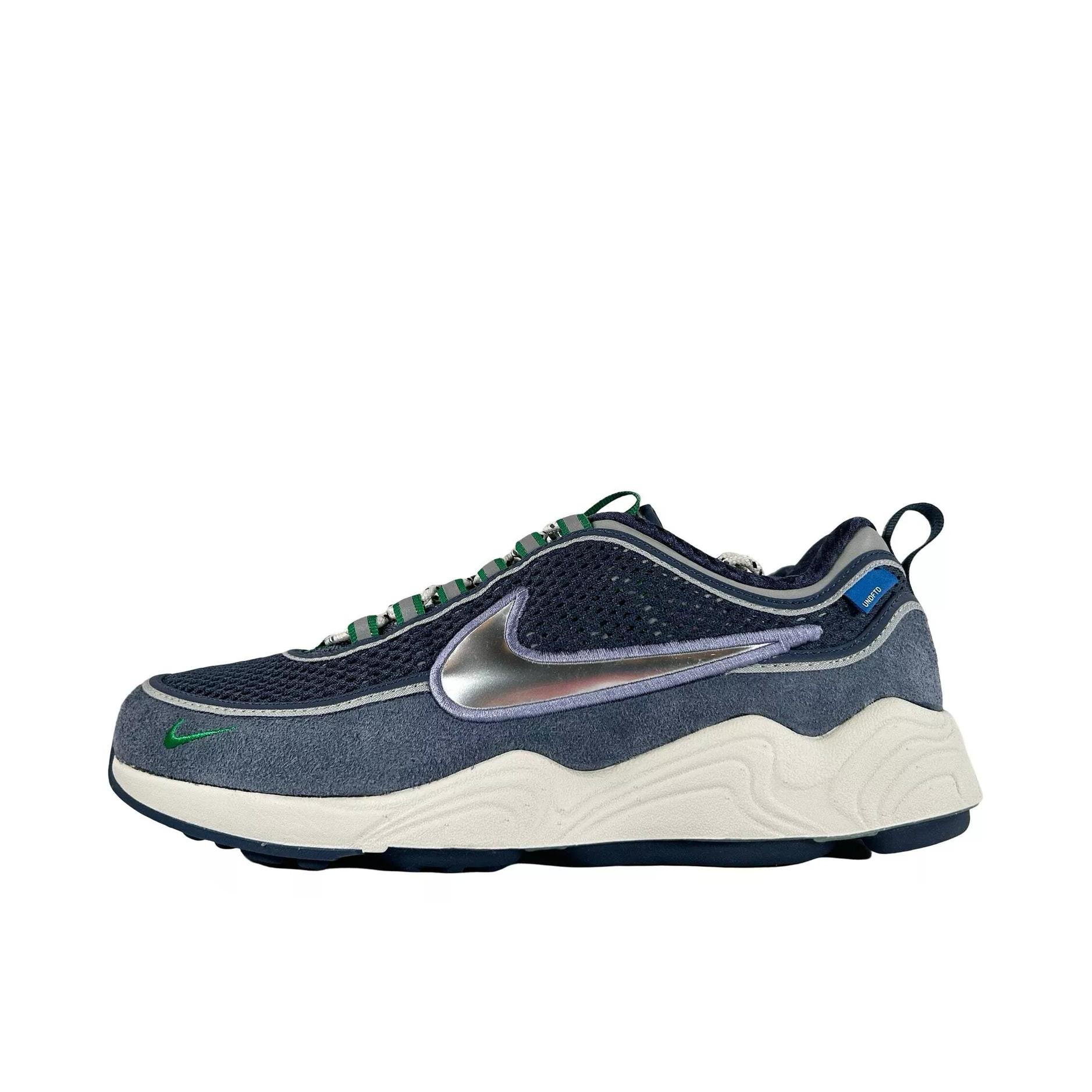 推荐商品：Nike Air Zoom Spiridon 跑鞋 时尚潮流复古防滑耐磨减震轻便织物透气回弹 UNDEFEATED联名/蓝色