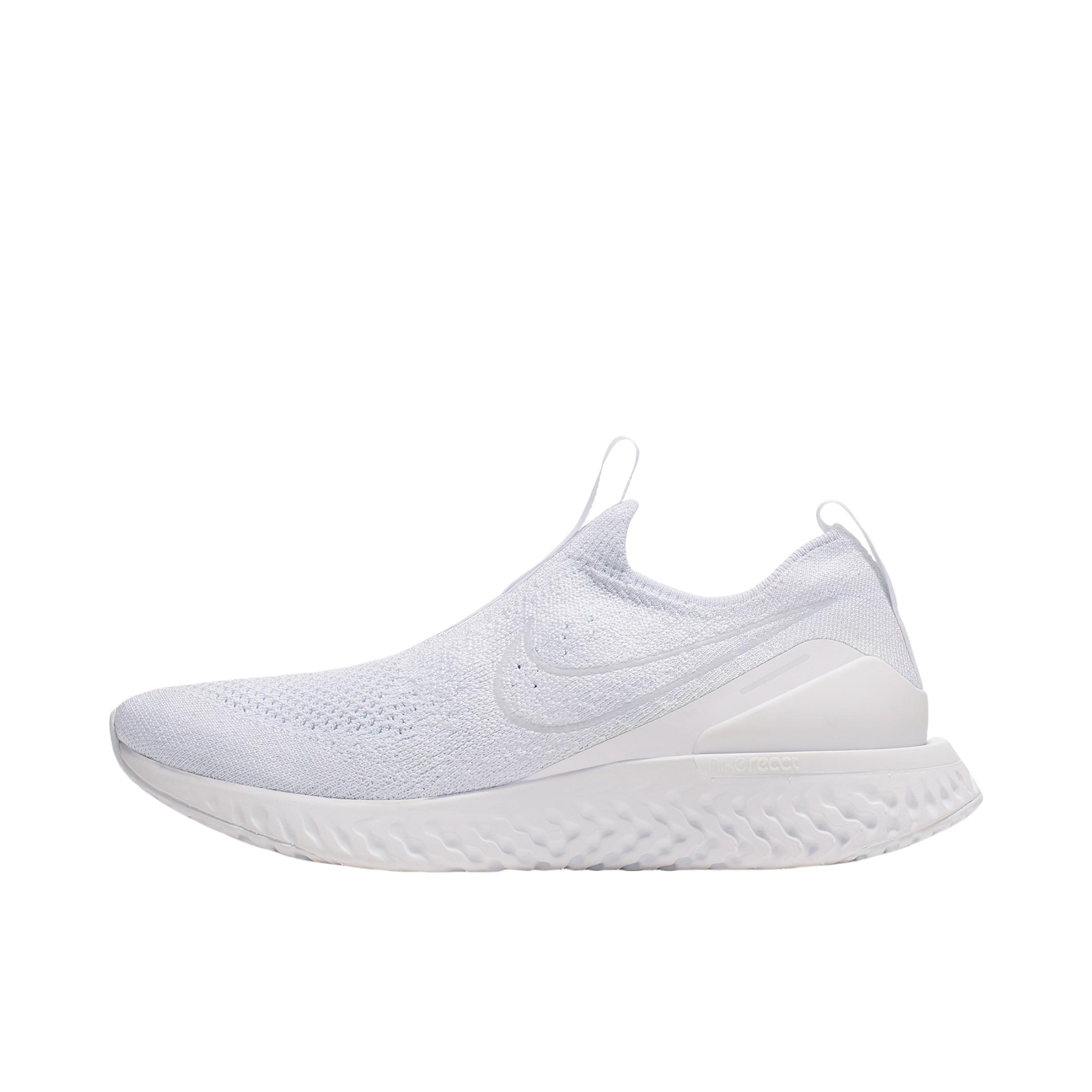 推荐商品：Nike Epic Phantom React Flyknit 跑鞋 防滑耐磨轻便透气舒适运动缓震织物编织一脚蹬泡棉 Triple White 纯白