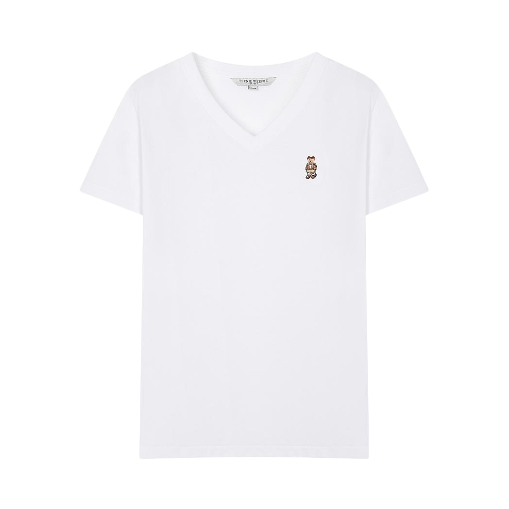 推荐商品：【秦牛正威同款】Teenie Weenie 棉质小熊刺绣内搭圆领正肩短袖T恤 女装 TTRA246312H 浮云白